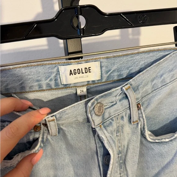 Agolde Light Blue Straight Leg Jeans Size 24 - Picture 3 of 6